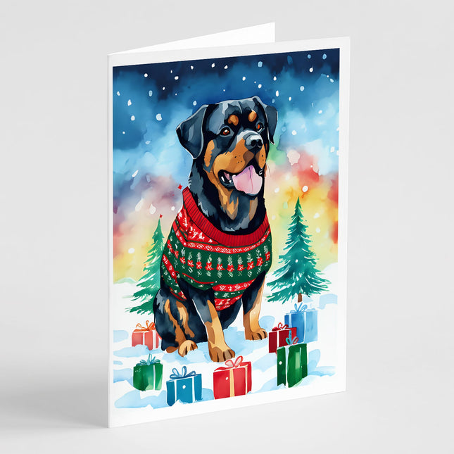 Rottweiler Christmas Greeting Cards Pack of 8-0