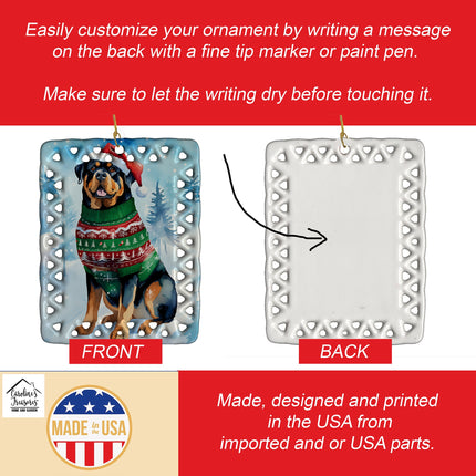 Rottweiler Christmas Porcelain Ornament-2