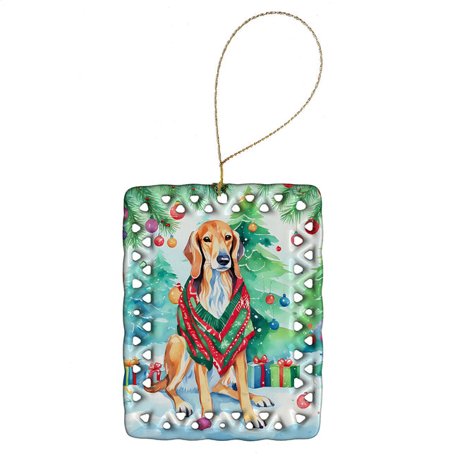 Saluki Christmas Porcelain Ornament-0