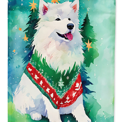 Samoyed Christmas House Flag-0