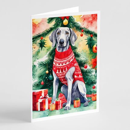 Weimaraner Christmas Greeting Cards Pack of 8-0
