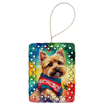 Yorkshire Terrier Yorkie Christmas Porcelain Ornament-0