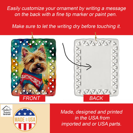 Yorkshire Terrier Yorkie Christmas Porcelain Ornament-2