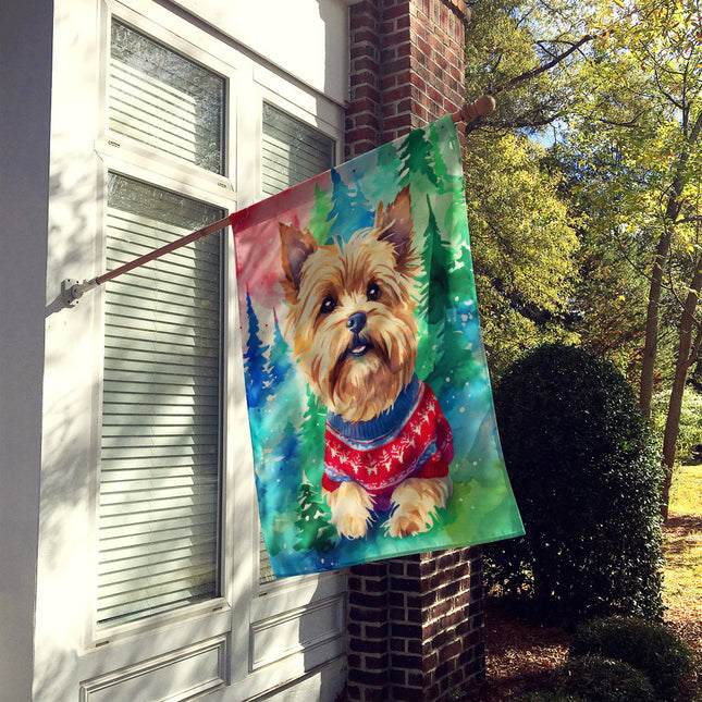 Yorkshire Terrier Yorkie Christmas House Flag-1