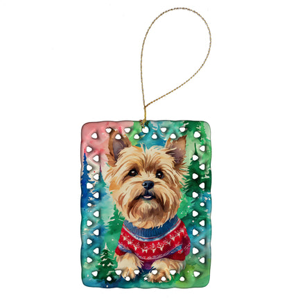 Yorkshire Terrier Yorkie Christmas Porcelain Ornament-0