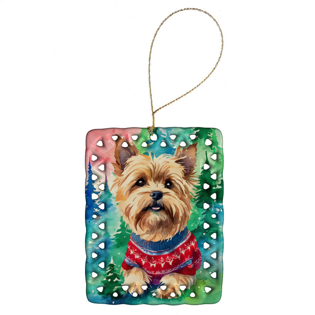 Yorkshire Terrier Yorkie Christmas Porcelain Ornament-0
