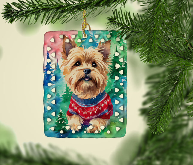Yorkshire Terrier Yorkie Christmas Porcelain Ornament-1