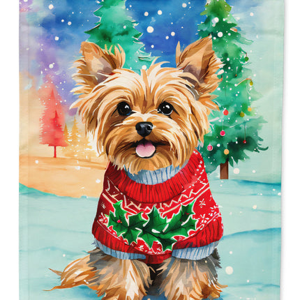 Yorkshire Terrier Yorkie Christmas House Flag-0