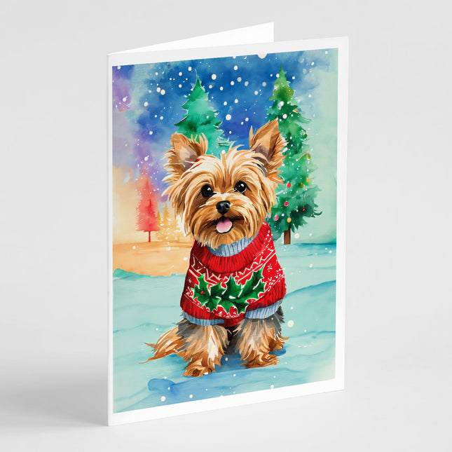 Yorkshire Terrier Yorkie Christmas Greeting Cards Pack of 8-0