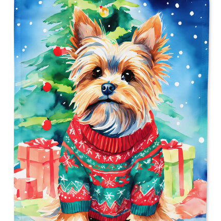 Yorkshire Terrier Yorkie Christmas House Flag-0
