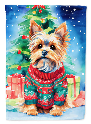 Yorkshire Terrier Yorkie Christmas House Flag-0