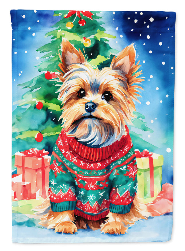 Yorkshire Terrier Yorkie Christmas House Flag-0
