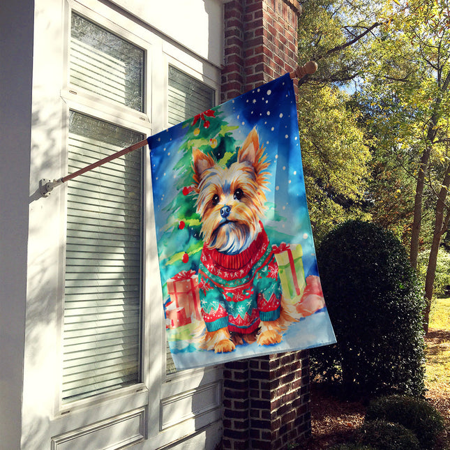 Yorkshire Terrier Yorkie Christmas House Flag-1