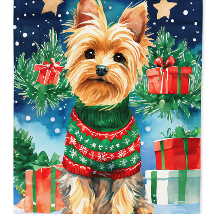 Yorkshire Terrier Yorkie Christmas House Flag-0
