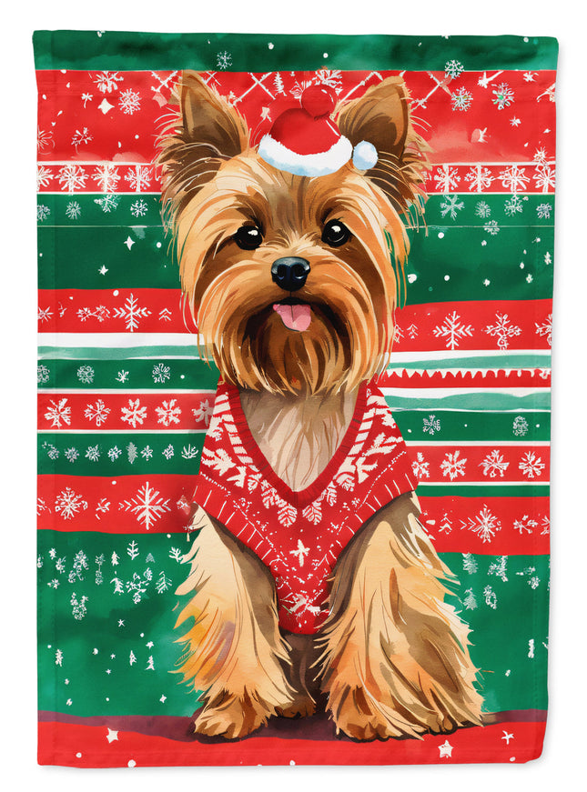 Yorkshire Terrier Yorkie Christmas House Flag-0