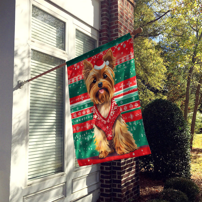 Yorkshire Terrier Yorkie Christmas House Flag-1
