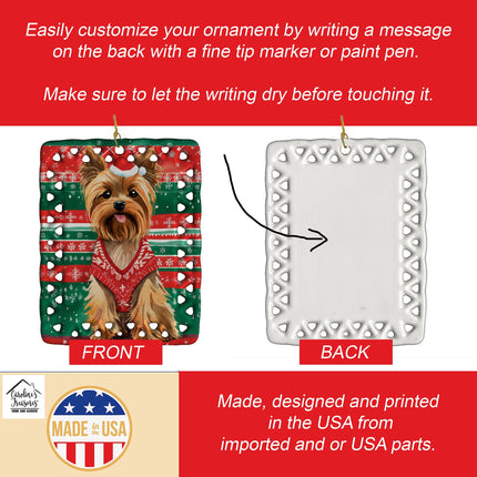 Yorkshire Terrier Yorkie Christmas Porcelain Ornament-2