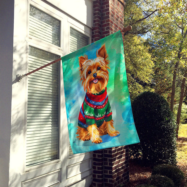 Yorkshire Terrier Yorkie Christmas House Flag-1