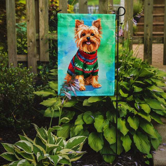 Yorkshire Terrier Yorkie Christmas Garden Flag-1
