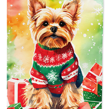 Yorkshire Terrier Yorkie Christmas House Flag-0