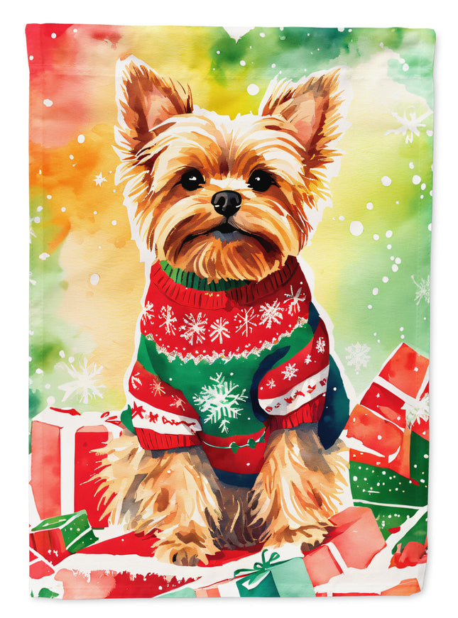 Yorkshire Terrier Yorkie Christmas House Flag-0