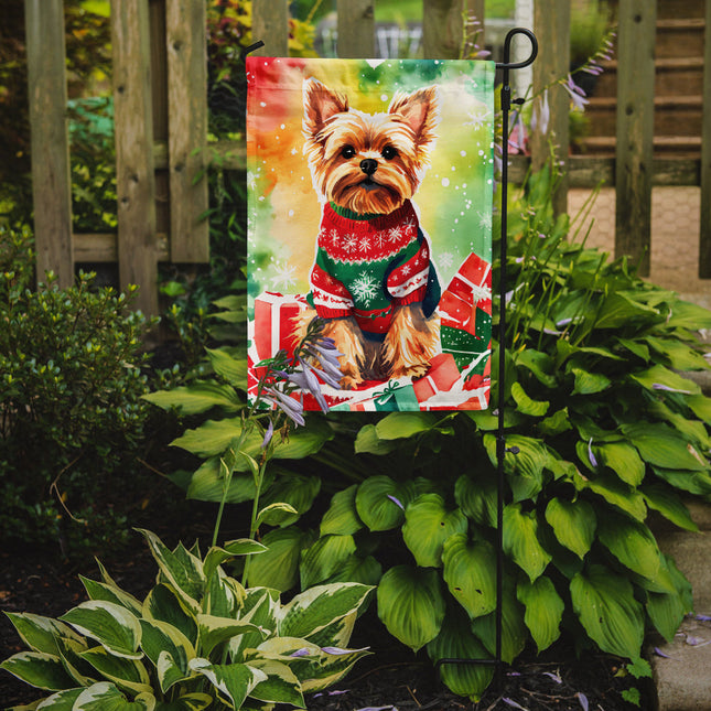 Yorkshire Terrier Yorkie Christmas Garden Flag-1