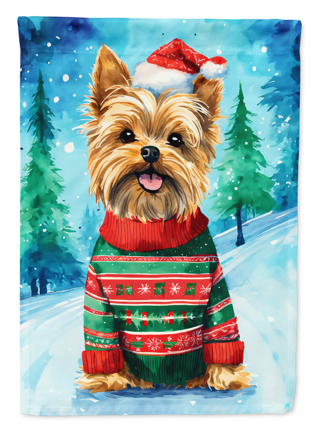 Yorkshire Terrier Yorkie Christmas House Flag-0