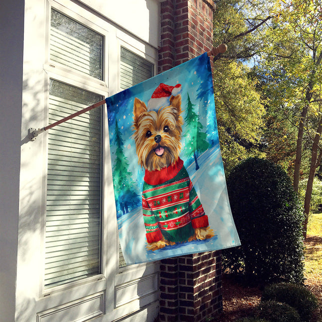 Yorkshire Terrier Yorkie Christmas House Flag-1