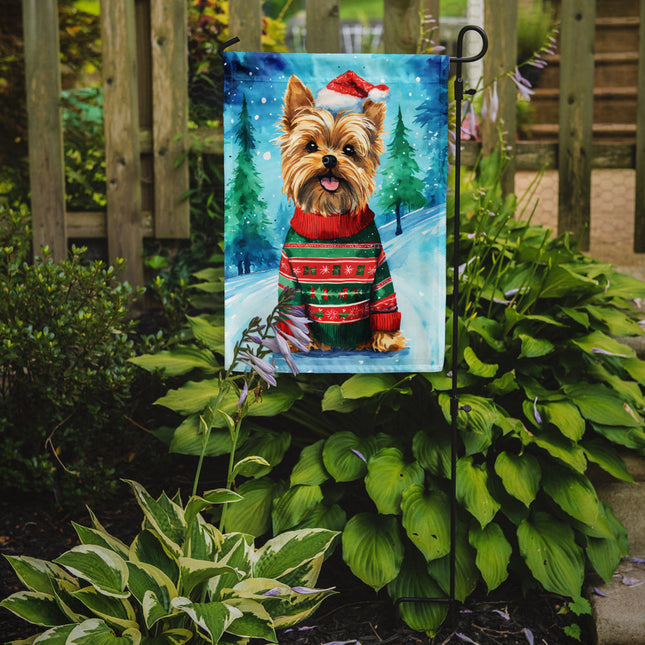 Yorkshire Terrier Yorkie Christmas Garden Flag-1