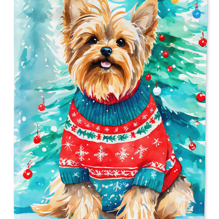 Yorkshire Terrier Yorkie Christmas House Flag-0