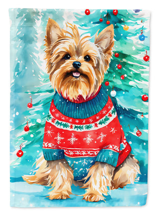 Yorkshire Terrier Yorkie Christmas House Flag-0