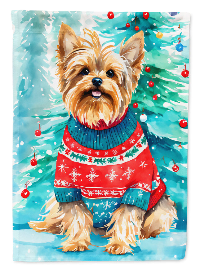 Yorkshire Terrier Yorkie Christmas House Flag-0