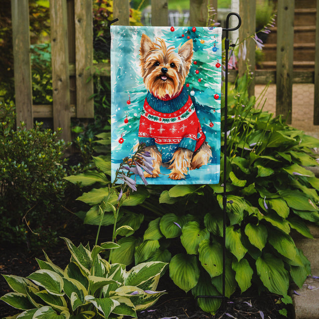 Yorkshire Terrier Yorkie Christmas Garden Flag-1