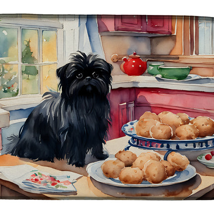 Affenpinscher Christmas Cookies Dish Drying Mat-0