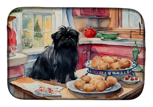 Affenpinscher Christmas Cookies Dish Drying Mat-0