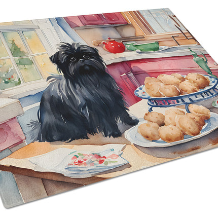Affenpinscher Christmas Cookies Glass Cutting Board-0