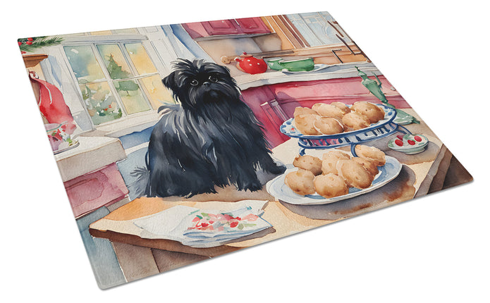 Affenpinscher Christmas Cookies Glass Cutting Board-0
