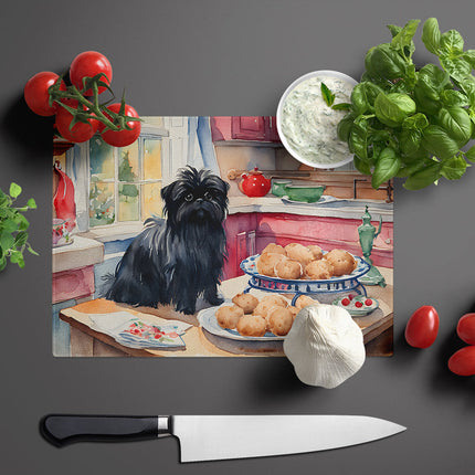 Affenpinscher Christmas Cookies Glass Cutting Board-2