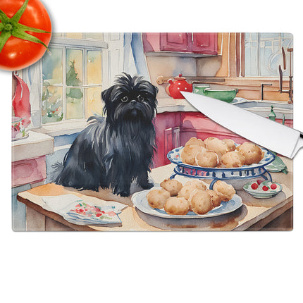 Affenpinscher Christmas Cookies Glass Cutting Board-3