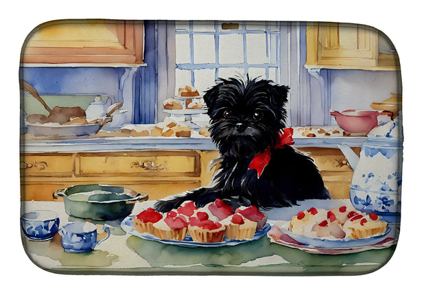 Affenpinscher Christmas Cookies Dish Drying Mat-0