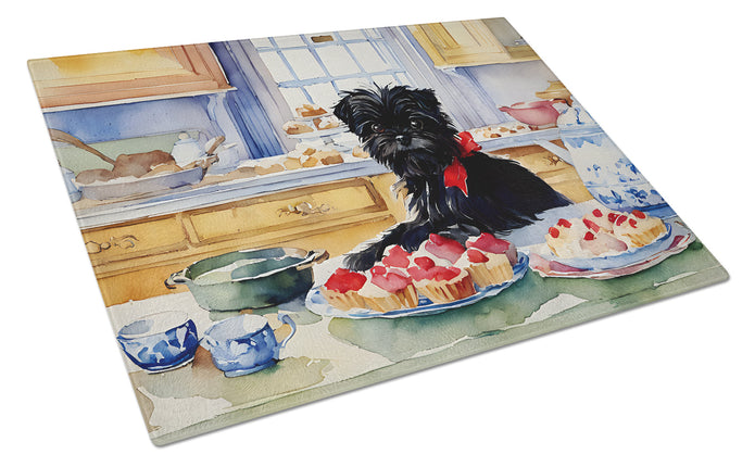 Affenpinscher Christmas Cookies Glass Cutting Board-0