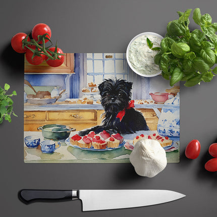Affenpinscher Christmas Cookies Glass Cutting Board-2