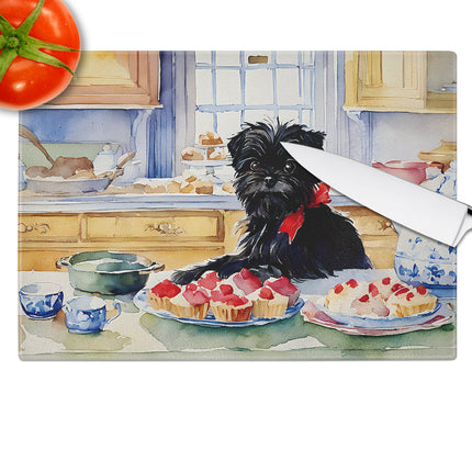 Affenpinscher Christmas Cookies Glass Cutting Board-3