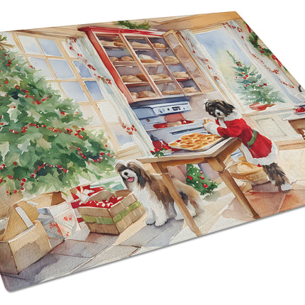 Havanese Christmas Cookies Glass Cutting Board-0