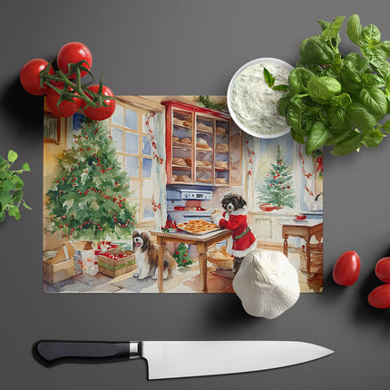 Havanese Christmas Cookies Glass Cutting Board-2