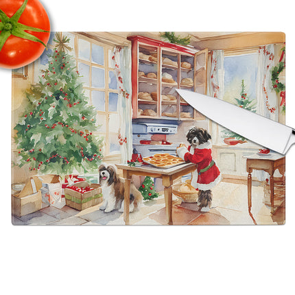 Havanese Christmas Cookies Glass Cutting Board-3