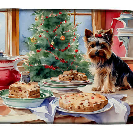 Yorkshire Terrier Yorkie Christmas Cookies Dish Drying Mat-0