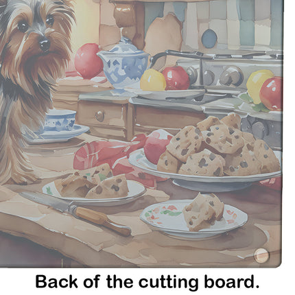 Yorkshire Terrier Yorkie Christmas Cookies Glass Cutting Board-4