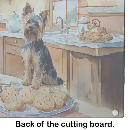 Yorkshire Terrier Yorkie Christmas Cookies Glass Cutting Board-4