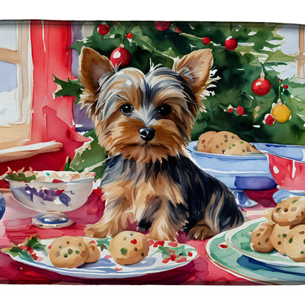 Yorkshire Terrier Yorkie Christmas Cookies Dish Drying Mat-0